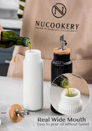 Nucookery Ceramic Olive Oil Dispenser Bottle for Kitchen, 14 oz Opaque Vinegar Dispenser Bottle, Large Capacity Cooking Oil Container for Storage Vinegar, Soy Sauce, Coffee Syrup, White by CozyNest Decor