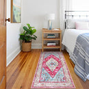 Lahome Boho Round Rug - 4Ft Washable Area Rug, Non-Slip Small Bathroom Rug, Lightweight Bedroom Throw, Oriental Distressed Print Carpet for Entryway, Sofa, Nursery, Kids Room by TinyTreasures Baby Boutique