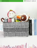 LANGYASHAN Rectangular Storage Bin Collapse Canvas Fabric Cartoon Storage Basket with Handles for Organizing Home Kitchen Boys and Girls Toys Office Closet Shelf Baskets (Rec Black line) by TinyTreasures Baby Boutique