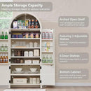71" Tall Arched Bathroom Storage Cabinet, Modern Fluted Storage Cabinet w/Doors, 3 Adjustable Shelves, 6 Door Shelves, Wood Freestanding Cabinet for Bathroom, Entryway, Hallway, Antique White by CozyNest Decor