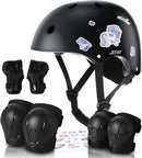 Adjustable Kids Bike Helmet with Knee & Elbow Pads Set, Color Gradient Design for Boys and Girls Aged 3-14+, for Skateboarding, Scooter, Roller & Inline Skating, Longboard by TinyTreasures Baby Boutique
