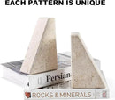 Marble Bookends for Heavy Books, Decorative Book Ends for Shelves, Beige Stone Durable and Heavy-Duty Book Ends for Hardback Books & CDS, Unique Book Stopper & Holder, Set of 2 by CozyNest Decor