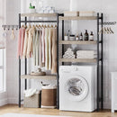 CABIHOME 5-Tier Over-The-Washer Shelf - Adjustable Height Laundry Organizer Space Saver, Double-Layer 100lb Shelves, 2 Hooks for Bathroom/Balcony (Grey & Black) by CozyNest Decor