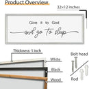 SRSZHIYUE Give It To God And Go to Sleep Sign Wall Decor 32"×12" for Master Bedroom Above Bed Guest Room Over Art Decoration (White) by CozyNest Decor