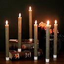 GenSwin Flameless Grey Taper Candles Flickering with 10-Key Remote, Battery Operated Led Warm 3D Wick Light Window Candles Real Wax Pack of 6, Christmas Home Wedding Decor(0.78 X 9.64 Inch) by CozyNest Decor