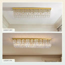 Rectangle Chandelier 8-Light Crystal Chandeliers, Modern Dining Room Light Fixture Luxury Gold Rectangular Flush Mount Chandelier Ceiling Light for Dining Room Living Room Kitchen Island Bar L40 Inch by CozyNest Decor