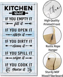 Hanging Kitchen Rules Wood Decor Sign, Rustic Kitchen Wooden Signs, Printed Wood Wall Art Sign, Kitchen Door Rules Rustic Sign, Hanging Wood Sign Kitchen Decor, Funny Farmhouse Kitchen Wall Décor D1 by CozyNest Decor