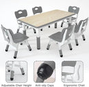 Kids Study Table and 6 Chairs Set,Height Adjustable Table and Chairs for Children and Toddlers,47.2"X23.6"Graffiti Desktop,Suitable for Daycare,Classrooms, Home by CozyNest Decor