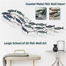 Coastal Metal Fish Wall Decor, Large Nautical Fish Wall Décor,School of 20 Fish Wall Art,3D Fish Wall Sculpture,Fish Metallic Art Decor,Perfect for Living Room,Bedroom,Beach Or Boat Decor,59" X 16.5" by CozyNest Decor