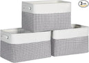 Kntiwiwo Foldable Storage Bins 15" x 10" x 9.5" Fabric Storage Basket Cube with Handles Large Linen Closet Organizer Bins for Organizing Shelf Home, Set of 3, Houndstooth by CozyNest Decor
