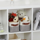 DULLEMELO Small Storage Baskets 15"x6"x5.5", Fabric Storage Bins for Toilet Tank Top [2 Pack], Back of The Toilet Basket (White&Grey) by TinyTreasures Baby Boutique