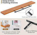 Fun Memories 55 Inches Floating Shelves - 8 Inch Deep Rustic Solid Pine Wood Wall Shelves for Storage - Farmhouse Wall Mounted for Living Room - Heavy-Duty Metal Bracket - 55" W x 8" D - Honey by CozyNest Decor