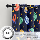 Kids Space Rockets Blackout Curtains - 100% Blackout, Thermal Insulated, Noise Reducing, Perfect for Kids Room and Nursery, 2 Panels (Color Pop Rockets, W52×L63) by TinyTreasures Baby Boutique