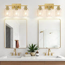 3-Light Vanity Lights with Clear Glass Shades, Brushed Gold Bathroom Light Fixtures Over Mirror, Modern Bathroom Wall Lamp for Mirror Living Room Cabinet Bedroom Porch by CozyNest Decor