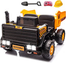 24V Ride On Dump Truck, 24inch-2 Seater Ride On Car for Kids w/Remote Control 4WD/2WD Up to 5 Mph, 24v Ride on Toys for Big Kids w/Electric Dump Bed Extra Shovel Traffic Cones (Yellow) by TinyTreasures Baby Boutique