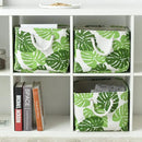 Storage Cubes, Storage Bins Baskets for Organizing 4 Pack for Organizing Toys, Clothes, Closet Baskets with Rope Handles for Nursery Home(White and Green,15.7"L×11.8"W×8.2"H)