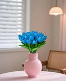 Fake Flowers Tulips Artificial PU Flower 15 Stems Real Touch Faux Tulips Flowers Mother's Day Easter Valentine’S Day Gifts in Home Kitchen Wedding Dining Table Decorations by CozyNest Decor