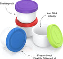 BALCI - 8oz Mini Ice Cream Containers with Silicone Lids (Set of 4) - Freezer Food Storage Containers, Reusable, LeakProof, For Homemade IceCream Containers - Blue, Red, Green, Purple by TinyTreasures Baby Boutique