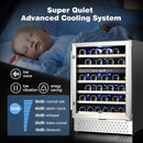 Tylza 24 Inch Dual Zone Wine Cooler Refrigerator, 46 Bottle Built-in or Freestanding, 24'' Wine Fridge with Stainless Steel & Professional Compressor and Temperature Memory Function by CozyNest Decor