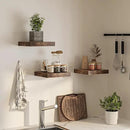 Square Floating Shelves for Wall, 12"W x 12"D x 1.2"H, Small Wooden Wall Mounted Display Shelf with Invisible Brackets for Living Room, Bedroom, Bathroom, Kitchen Decor, Set of 3, Rustic Brown by CozyNest Decor