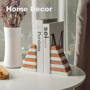 Marble Book Ends, Non-Skid Bookends for Shelves, Composite Bookend with Natural Stone, Heavy Duty Book Stopper, Collected CDs and Oversized Books Organizer, White & Red Decorative Bookends by CozyNest Decor