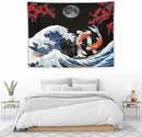 Houselerax Japanese Koi Fish Tapestry, Yin Yang Big Wave Red Cherry Blossom Tapestries Wall Hanging for Bedroom Living Room Office Decor 40"x30" by CozyNest Decor