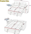 65''Convertible Sleeper Sofa Bed,3-in-1 Pull Out Couch Bed with 360 Degree rotatable Side Table and USB Ports for Living Room,RV (07beige) by CozyNest Decor