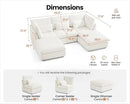 Oversized Modular Sofa, Extra Deep Cloud Corduroy Sectional Couch with Ottoman Chaise, Fluffy Corduroy 5 Seater Sofa Bed for Living Room, Villa (U Shape 5 Seater, Corduroy White) by CozyNest Decor