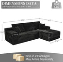 Modular Sectional Sofa Cloud Sectional Couch, 107" Comfy Fluffy L Shaped Black Couches for Living Room, Deep Seat Memory Foam Plush Corduroy Boneless Couch Sectionals with Right Facing Chaise Sofa by CozyNest Decor