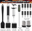 Grilljoy 24PCS BBQ Grill Tools Set with Meat Thermometer and Injector - Extra Thick Stainless Steel Fork, Spatula& Tongs - Complete BBQ Accessories in Aluminum Case - Perfect Grill Gifts for Men by GreenHaven Gardens