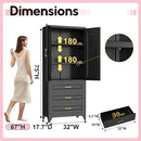 Pantry Kitchen Cabinet with Drawer, 75" Tall Pantry Storage Cabinet, Metal Storage Cabinets with Doors and Shelves, Large Freestanding Cupboard for Dining Room, Assembly Required, Black by CozyNest Decor