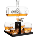 Motorcycle Decanter Whiskey & Wine Decanter Set 1100ml by The Wine Savant with 4 Whiskey Glasses, Motorcycle Gifts, Harley Davidson Motorbike Gifts, Drink Dispenser for Wine, Scotch, Bourbon 19"H 8"W