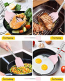 Pack of 2 Silicone Solid Turner, Non Stick Slotted Kitchen Spatulas, High Heat Resistant BPA Free Cooking Utensils, Ideal Cookware for Fish, Eggs, Pancakes(Pink) by CozyNest Decor