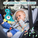 Baby Musical Activity Soft Toys with Sound & Light, Sensory Toys for Infant Developmental with Teether, Rattle and Textures, Soft Plush Toy for Newborn Gift 6 to 12 Months (Blue Dinosaur) by TinyTreasures Baby Boutique