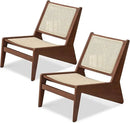 Rattan Chair 2Pcs, Mid-Century Accent Chair, Rattan Lounge Chair for Living Room, Boho Side Corner Comfy Chair for Bedroom and Balcony, Walnut by CozyNest Decor