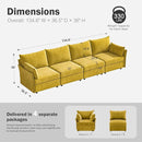 134.6" Modular Sectional Sofa, Oversized 4 Seater Couch with Removable Yellow Chenille Fabric Cover, Deep Seat & High Backrest for Living Room, Office & Apartment by CozyNest Decor