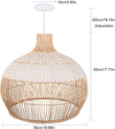 Arturesthome 1 Light White Rattan Pendant Light for Kitchen Island Sink,19.6" Wicker Chandelier, Handmade Woven Hanging Ceiling Light Lampshade by GreenHaven Gardens