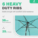 JEAREY 6.5x10 ft Rectangular Patio Umbrellas Outdoor Market Umbrella with Push Button Tilt and Crank, Rectangle Table Umbrella 6 Sturdy Ribs UV Protection for Pool Garden Backyard Deck, Peacock Blue by GreenHaven Gardens