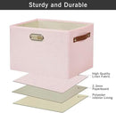 Large 3-Pack Foldable Fabric Storage Bins with Durable PU & Metal Handles, Collapsible Storage Baskets for Shelves, Home Storage, Closet Organizers, Living Room(14.9"x9.8"x9.8", Pink) by CozyNest Decor