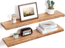 Floating Shelves for Wall Decor, Rustic Solid Elm Wood Live Edge Floating Shelves Wall Mounted, Wall Shelves with Invisible Bracket for Living Room Bathroom Bedroom Kitchen, 36 Inch Set of 2, Natural by CozyNest Decor