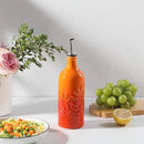 Sweejar Ceramic Olive Oil Dispenser Bottle, 20 Oz Relief Opaque Oil Cruet Protects To Reduce Oxidation, Suitable for Storage Soy Sauce, Coffee Syrup, Liquids, Set of 1 (Gradient Orange) by CozyNest Decor