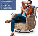 4 Pieces Patio Furniture Sets, Wicker Patio Swivel Glider Chair with Ottomans, Outdoor Furniture Set for Outside Porch, Deck, Balcony, Garden, Yellow by GreenHaven Gardens