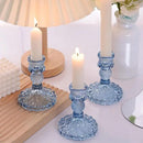 12Pcs 4" H Aqua Blue Candlestick Holders Set- Taper Candle Holders Bulk, Glass Candle Holders for Wedding, Party, Romantic Dinner Table Centerpieces, Festival Gifts & Windowsill Decor by CozyNest Decor
