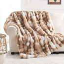Cozy Faux Fur Throw Blanket for Couch-Warm Fuzzy Throw Blanket, Soft Plush Thick Bubble Blankets for Bedroom and Living Room, Furry Luxury Blanket, 50 x 60, Tie-Dye Brown by CozyNest Decor