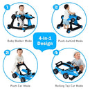 BABY JOY 4-in-1 Baby Walker, Foldable Activity Walker with Adjustable Height & Speed, Music, Lights, Anti-Rollover, Toddler Push Walker, Baby Walker with Wheels for Boys Girls 6-18 Months (Blue) by TinyTreasures Baby Boutique