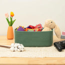 Small Storage Baskets for Organizing | Closet Organizer Bins | Shelf Toy Basket | Woven Rope Baskets | Cube Decorative Box | Shallow Basket | 11.5x7.5x4.7” | 3 Packs Green by GreenHaven Gardens