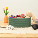 Small Storage Baskets for Organizing | Closet Organizer Bins | Shelf Toy Basket | Woven Rope Baskets | Cube Decorative Box | Shallow Basket | 11.5x7.5x4.7” | 3 Packs Green by CozyNest Decor