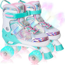 Nattork Kids Roller Skates for Girls Boys Kids, 4 Sizes Adjustable Quad Skates Butterfly and Flower with All Light up Wheels - Birthday Gift for Indoor Outdoor Sports by TinyTreasures Baby Boutique