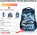Personalized Backpacks for Boys, Motorcycle Backpack with Custom Name for Kids Kindergarten Primary Elementary Senior Middle, 17 Inch Lightweight Cool Lightning Schoolbag by TinyTreasures Baby Boutique
