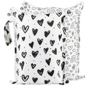 Tiny Twinkle Mess-Proof Waterproof Wet Dry Bag | 2-Pack Reusable Wet Bags for Swimsuits & Baby Clothes | Leakproof Wet Bag for Travel & Diaper Changes for Baby (Black, White) by TinyTreasures Baby Boutique